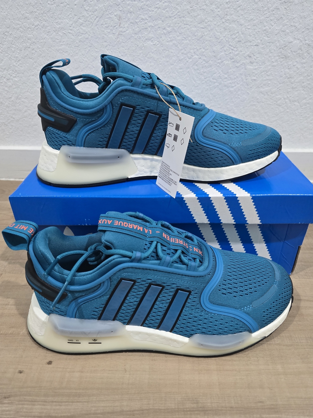 adidas MND V3 Teal Athletic Sneakers with Black Stripes
